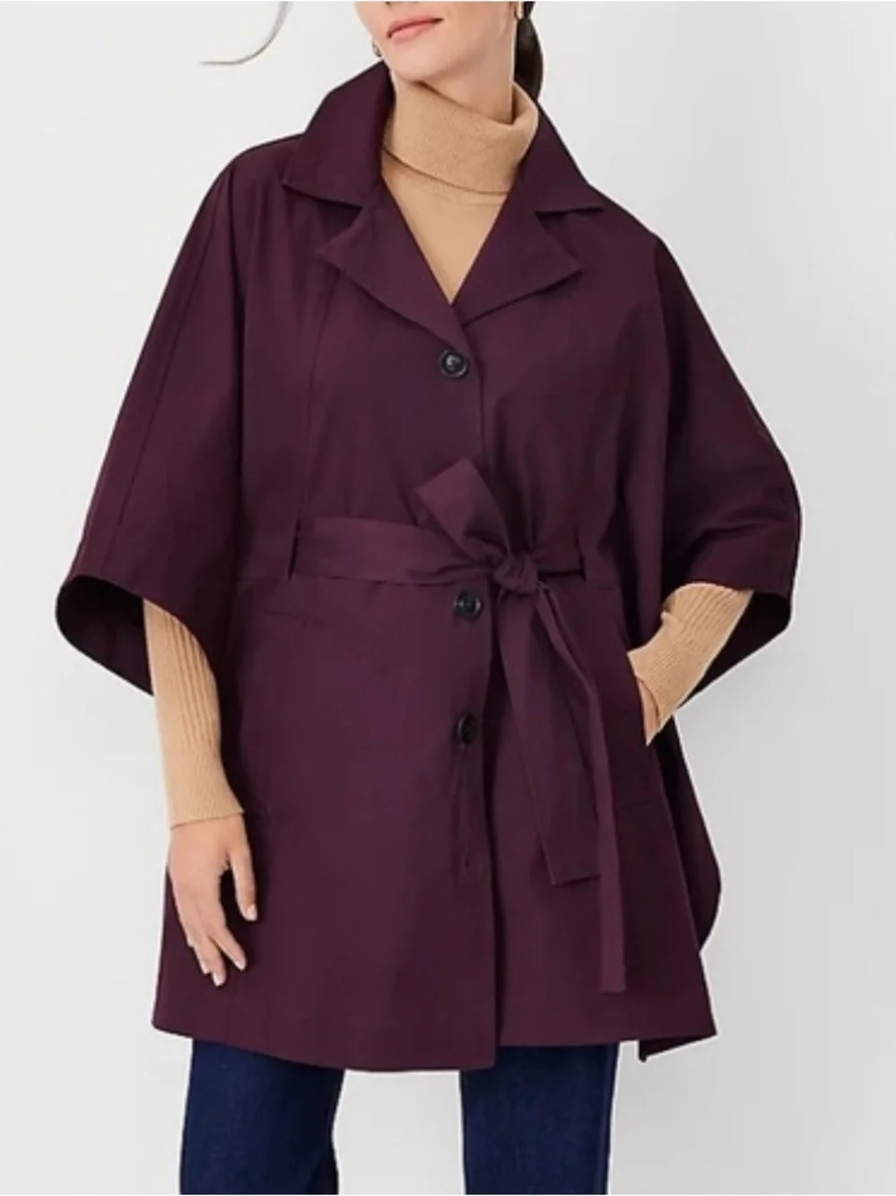 NWT Ann Taylor Womens Contemporary Trench Poncho Jacket Purple M/L - Picture 1 of 9